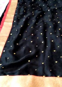 Elegant Black Saree with Golden Accents