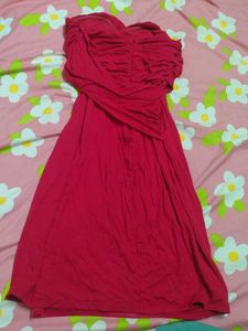 Chic Strapless Red Dress