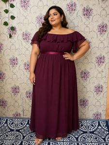 3XXL Elegant Burgundy Maxi Dress