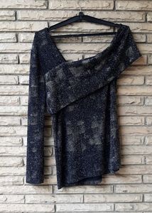 Sparkly One-Shoulder Long Sleeve Top