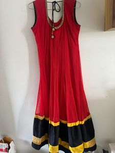 Stunning Red &amp; Black Anarkali Gown