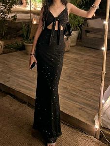 Sparkly Black Cut-Out Maxi Dress