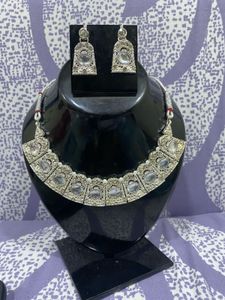 Crystal Necklace, Earring, and Maang Tikka