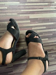 Black Suede Wedge Sandals