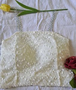 White Chain Strap Crop Top