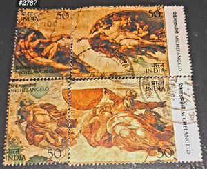 4 vintage Michelangelo Art Stamps India