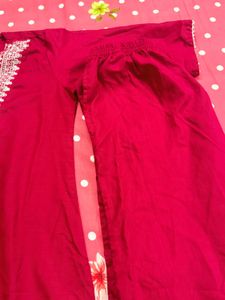 Red Embellished Kurta