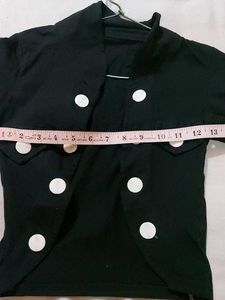 Black Button-Up Short Sleeve Jacket