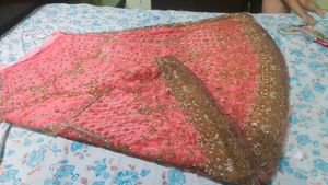 heavy dabka lehanga set in Pink color