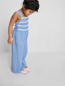 Chic Blue Smocked Jumpsuit