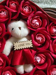 Heart Shape Rose Teddy Bear Gift Box