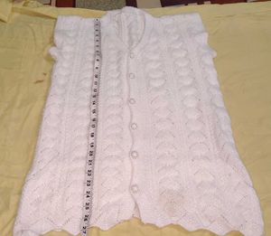 White Knitted Sleeveless Cardigan