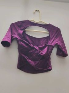 Stylish Purple Cropped Top with open back