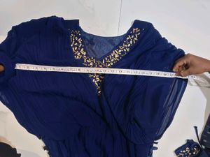 Elegant Navy Blue Ethnic Gown 4pc set Nyara cut