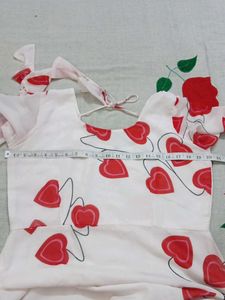 White Kurta Set with Red Hearts