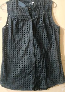 Stylish Sleeveless Eyelet Top
