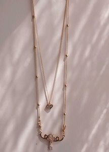 Elegant Double Layered Heart Necklace