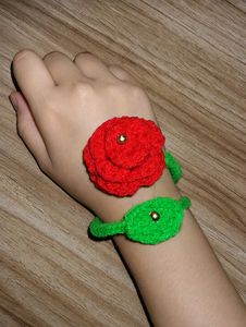 Handmade Crochet Rose Bracelet