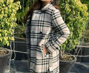 Classic Plaid Double-Breasted Coat