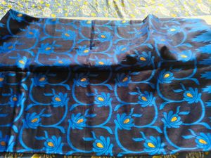 Beautiful Blue n black  Floral Saree