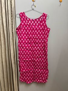 Pink Printed Kurti Dress