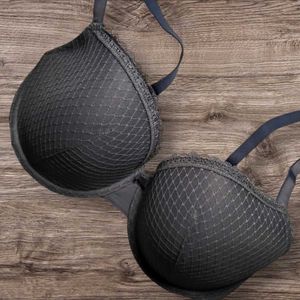 Next UK Padded Underwired Elegant Gray Lace Bra