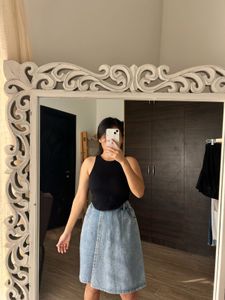 Stylish Blue Denim Wrap Skort
