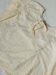Elegant Cream Embroidered kaftaan