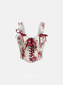 Floral Corset Top with Lace-Up Detail