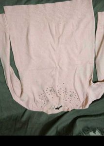 Embellished Pink Knit Sweater