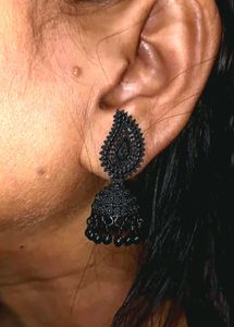 Elegant Black Jhumka Earrings