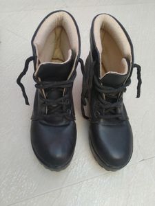 Women Boots Leather High Ankle Boot Outdoor Black