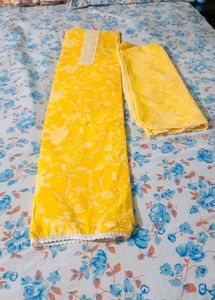 Yellow Kurta with Lace Trim
