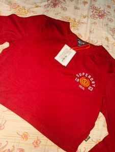 Superdry Red Cropped Long Sleeve T-Shirt❤️