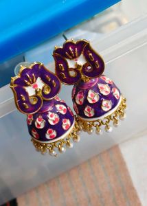 Purple Enamel Jhumka Earrings