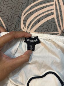 White Crop Top with Flower Detail