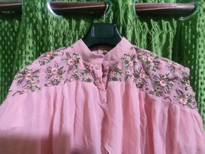 Elegant Pink Dress with Cape Detail