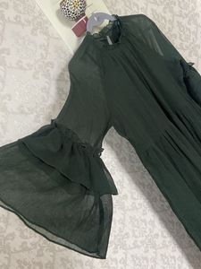 Chic Sheer Layered Sleeve Dress