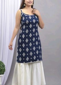 Elegant Navy Blue Printed Kurti