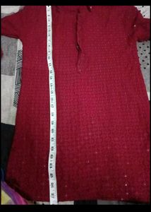 Maroon Embroidered Kurta