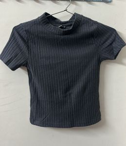 Ribbed Mock Neck Short Sleeve Top