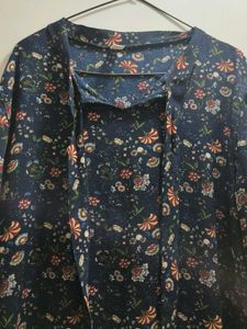 Vintage Floral Print navy midi dress