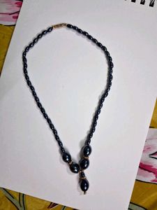 Elegant Dark Blue Beaded Necklace