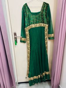 Green Anarkali with bottom and dupatta
