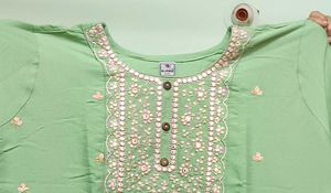Elegant Embroidered Kurta with White Pants