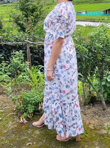 Chic Floral Print Maxi Dress(korean style)