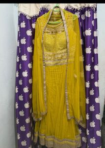 Yellow Sequinned Lehenga Choli Set
