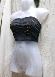 I. Stylish Black Tube Top with Gold Embroidery