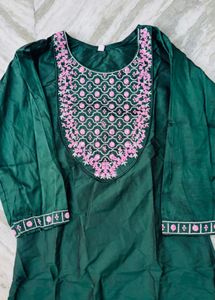 Emerald Green Embroidered Kurta