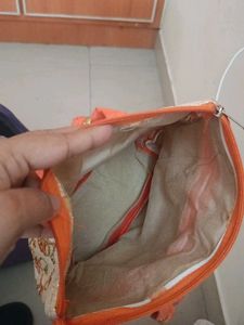 hand made Embroidered Clutch Bag with Beaded Handl